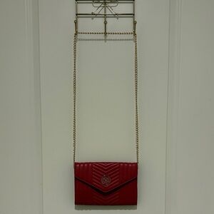 Badgley Mischka Red Crossbody Bag with Gold Chain